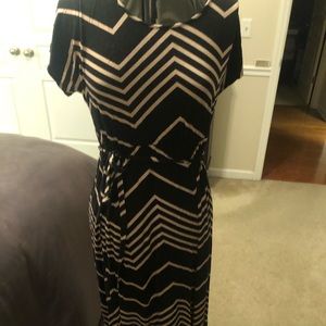 Black & Cream Striped Maxi Dress